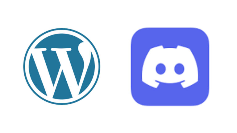 WordPress and Discord logos shown side by side on a white background.